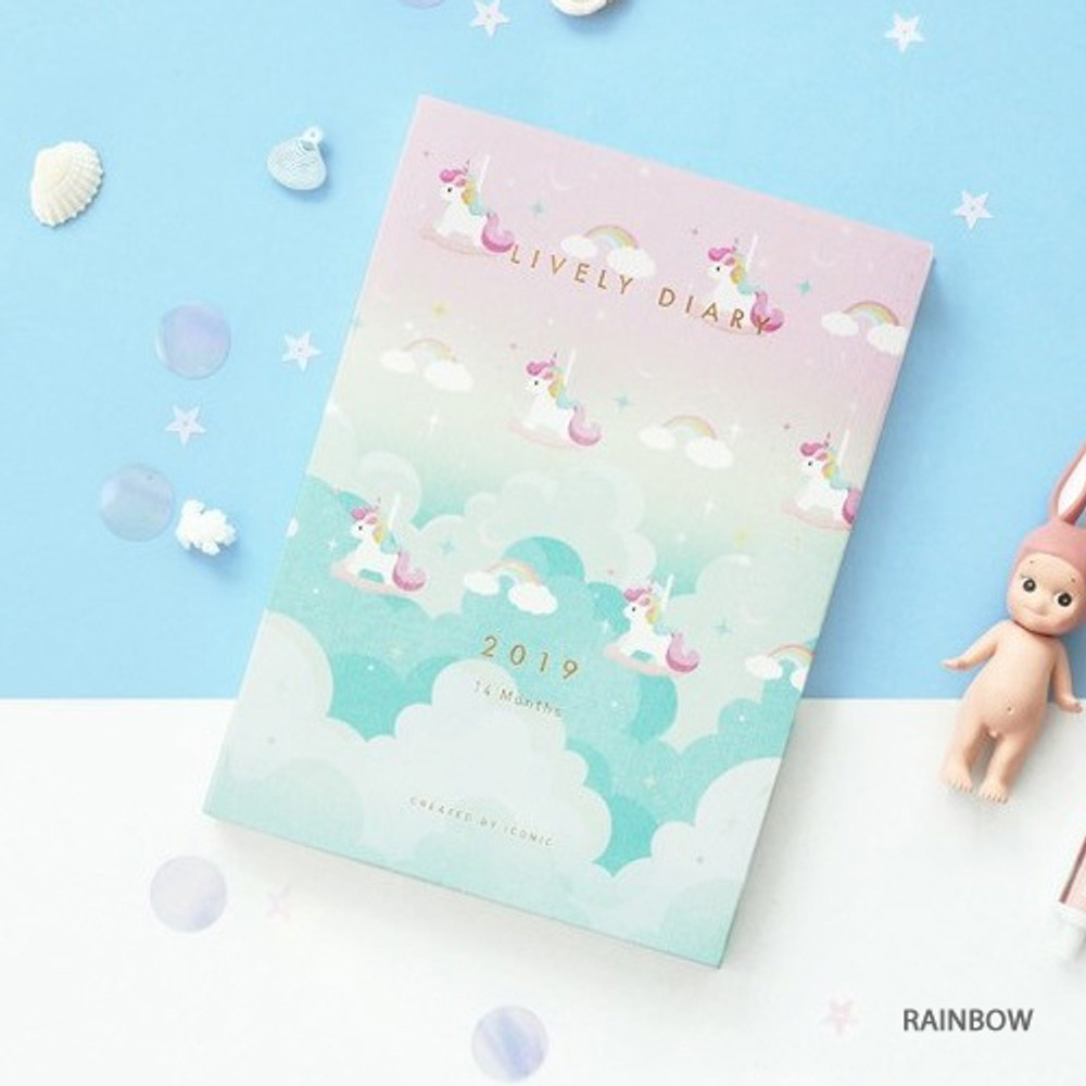 Rainbow - 2019 Lively illustration dated weekly diary