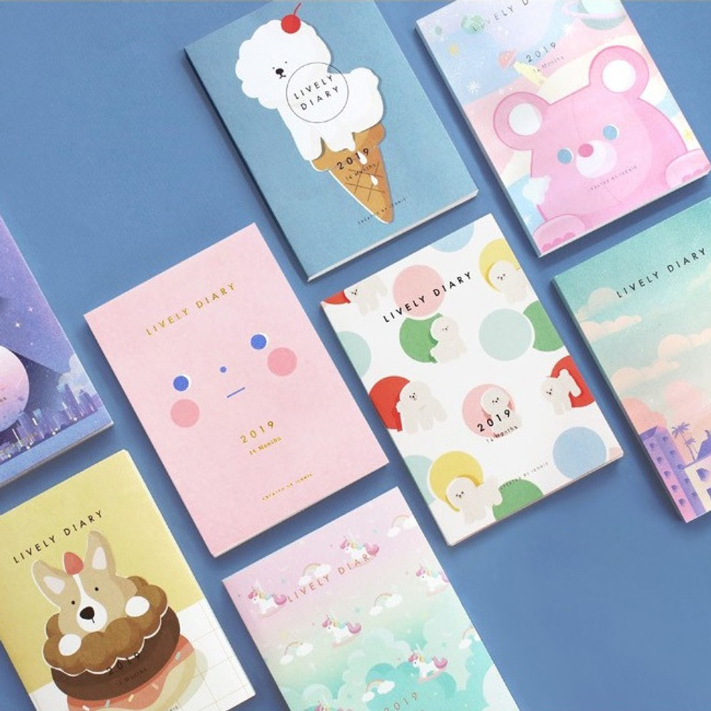 2019 Lively illustration dated weekly diary