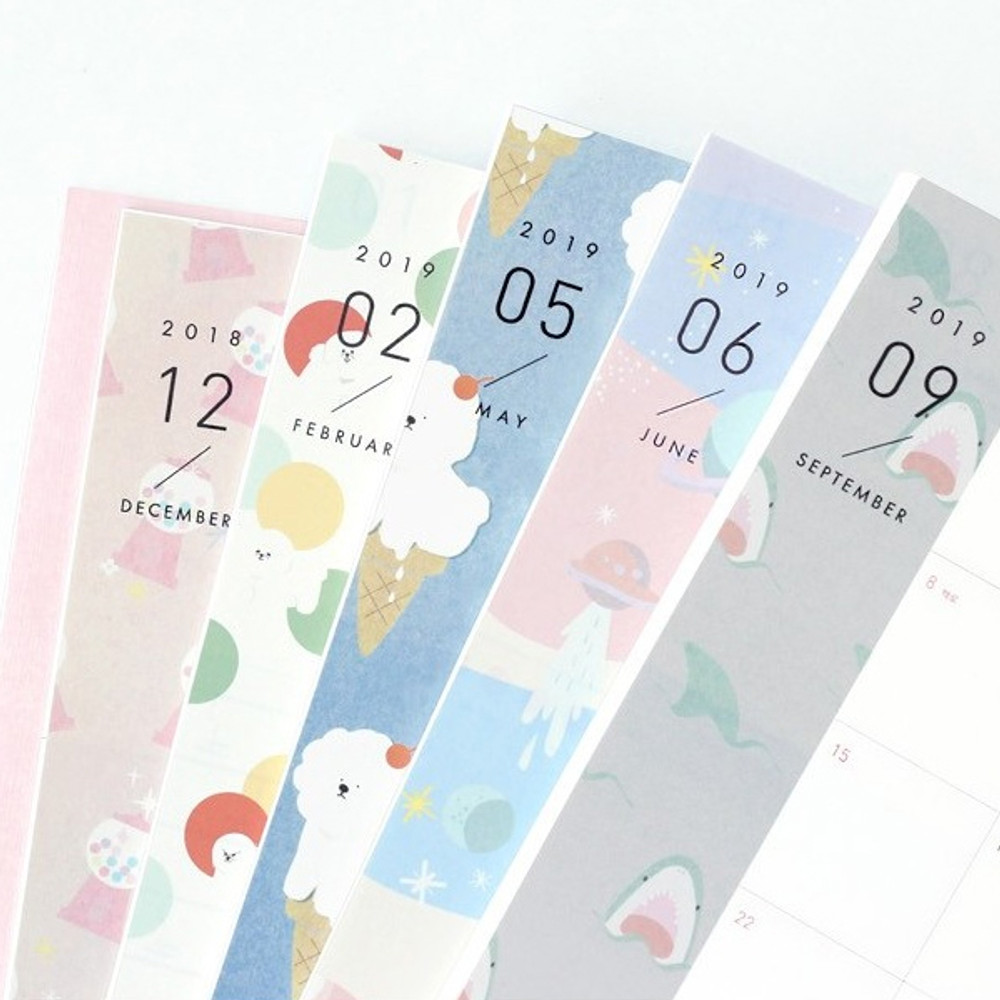 2019 Lively illustration dated weekly diary