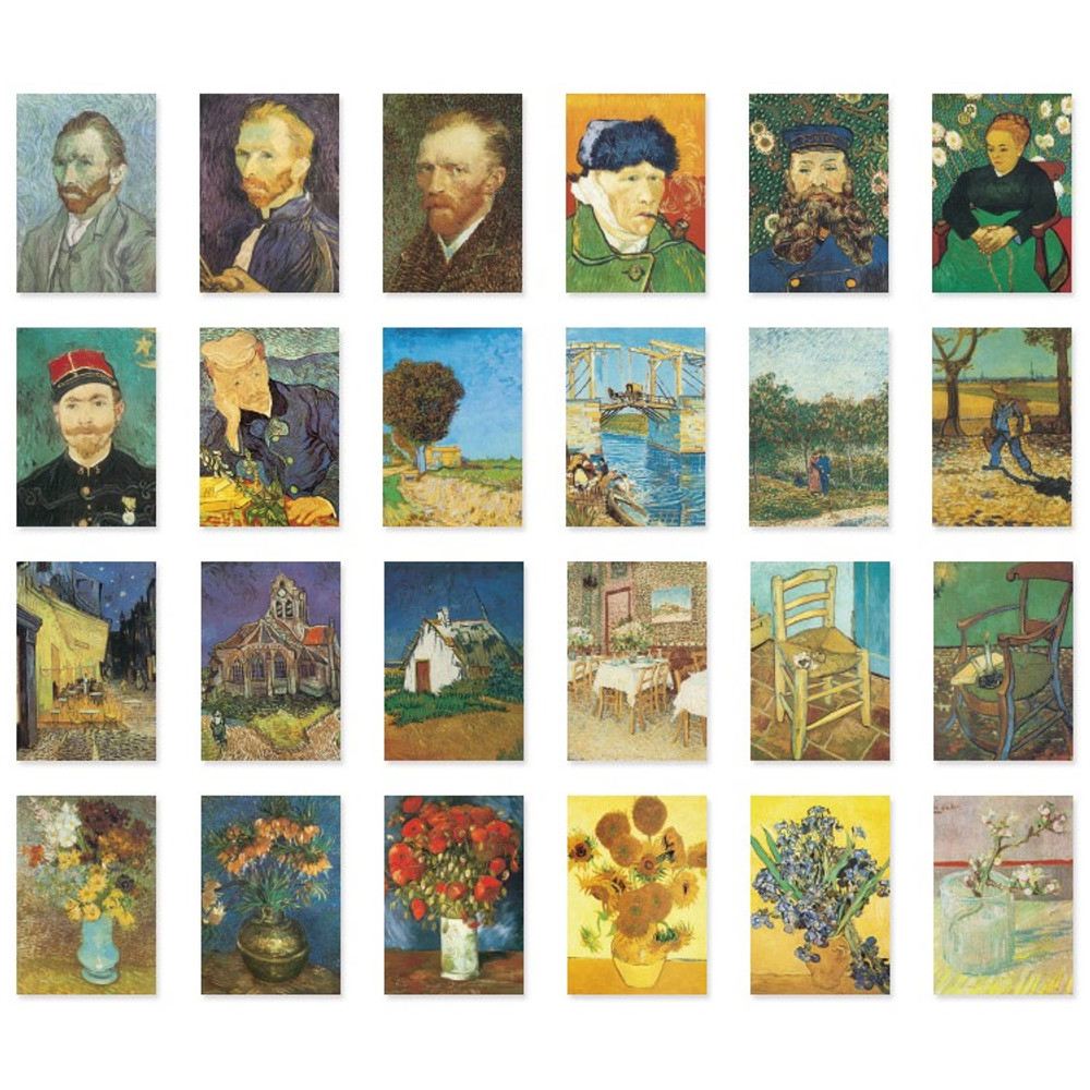 50pcs Van Gogh Starry Sky Stickers, Personality Art Oil Painting Style Diy  Adhesive Sticker Collection For Lovers Of Van Gogh