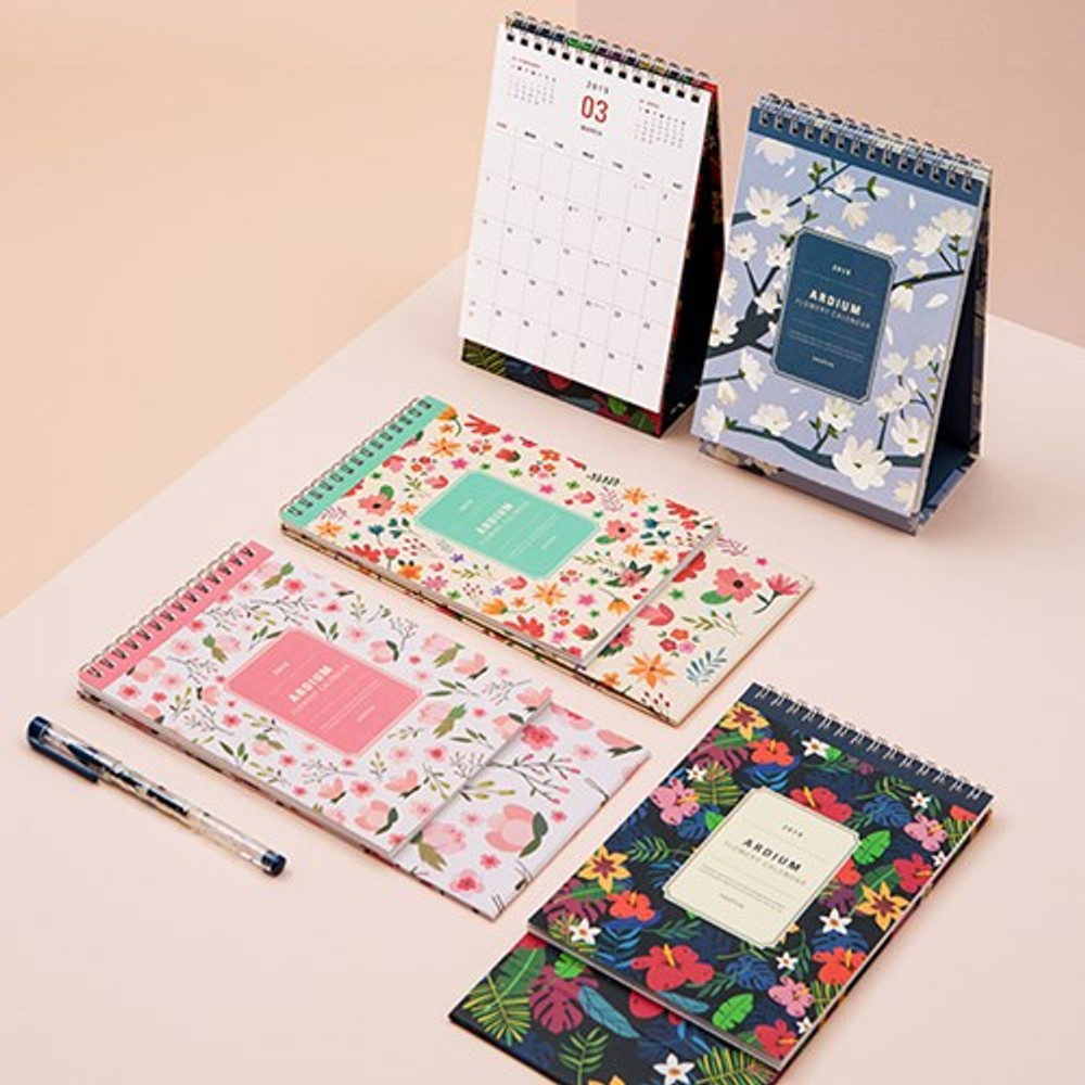 Ardium 2019 Flowery small desk flip calendar