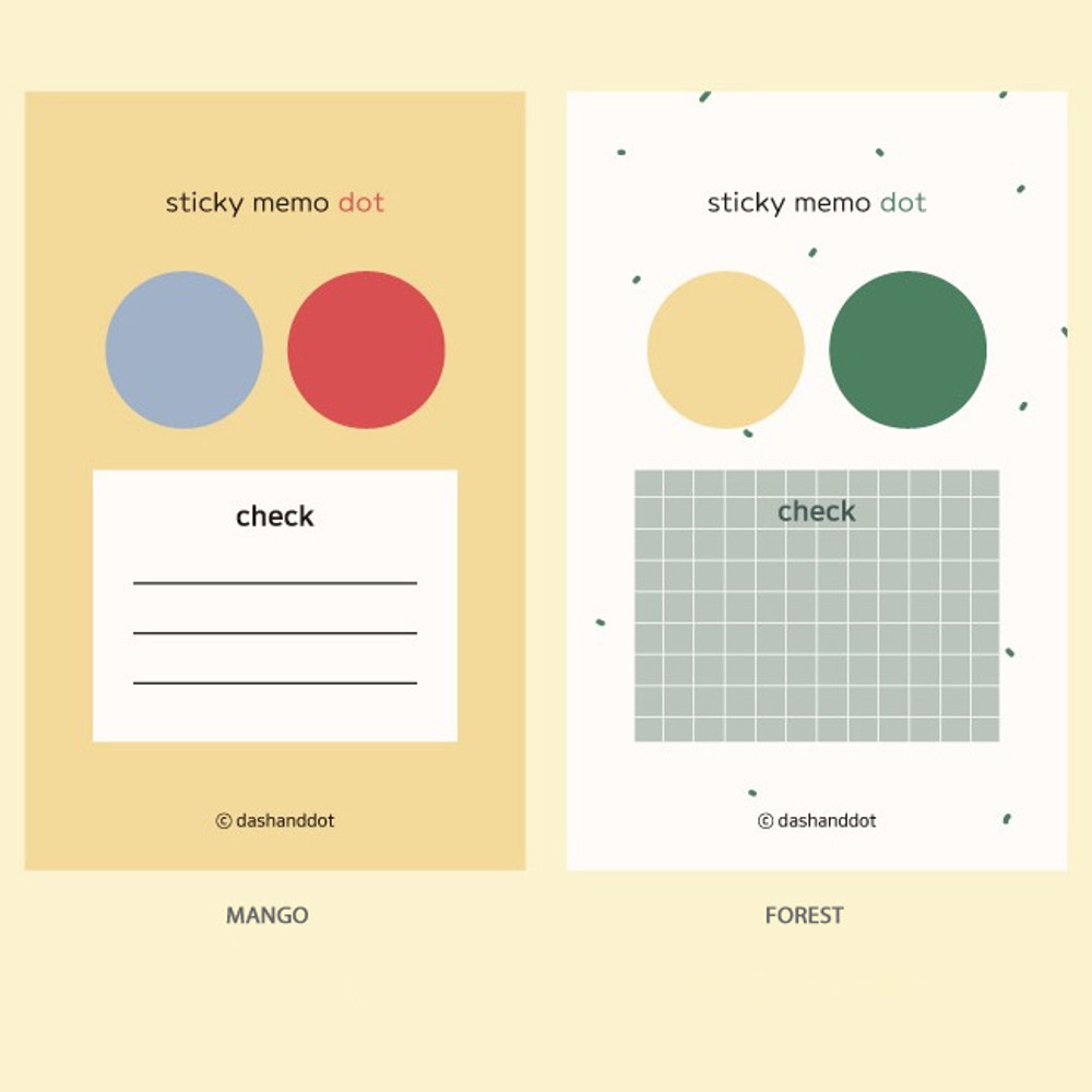 Color - Dash and Dot Dots and check memo notes sticky notepad
