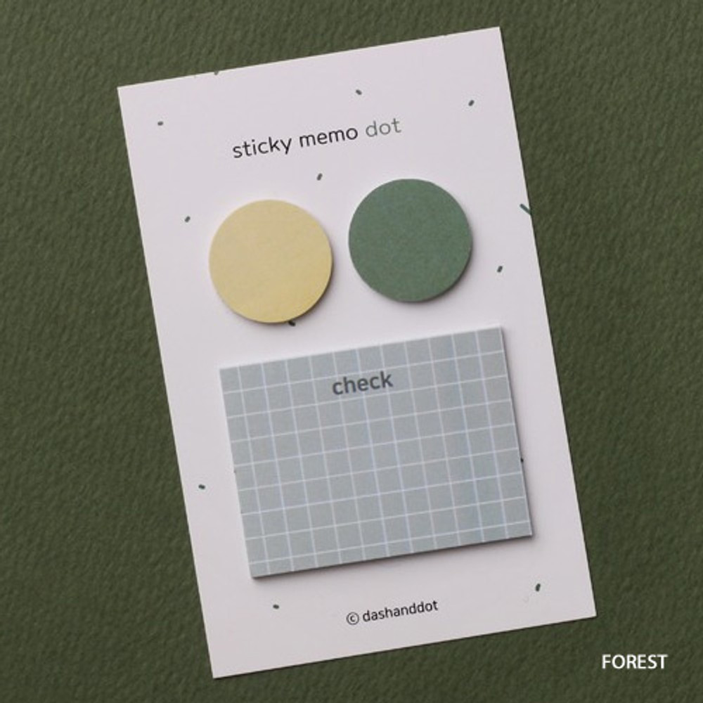 Forest - Dash and Dot Dots and check memo notes sticky notepad