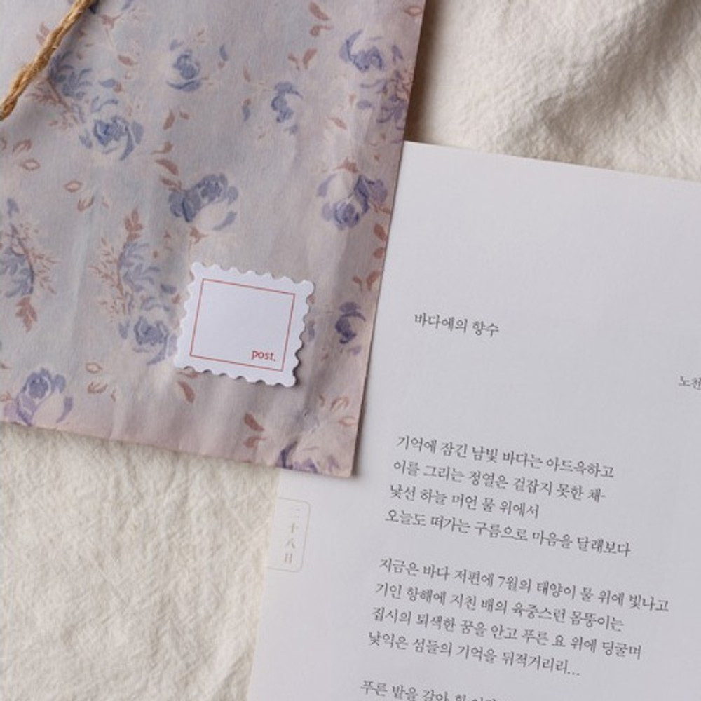 Example of use - Stamp and squared manuscript paper sticky notes memo notepad