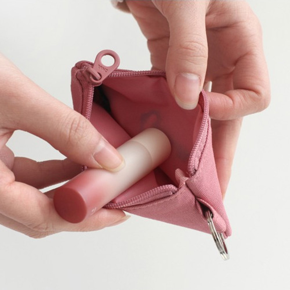 Rose - Treasure small cotton zipper pocket with key ring