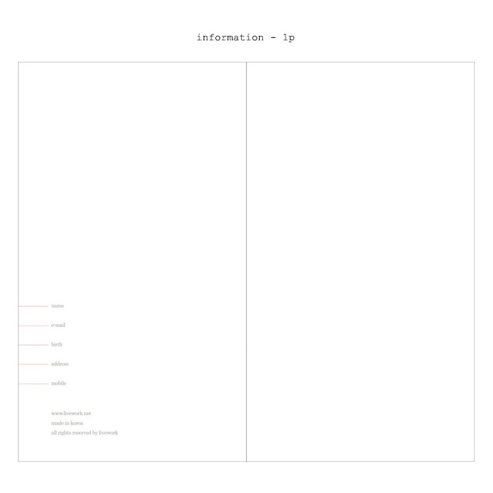 Information - Livework Moment small dateless daily diary planner