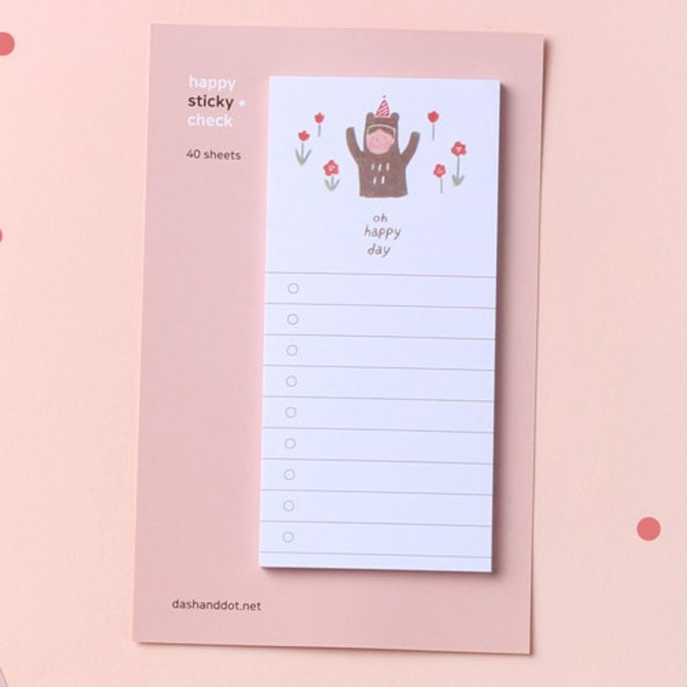 Dash and Dot Happy checklist sticky notepad memo