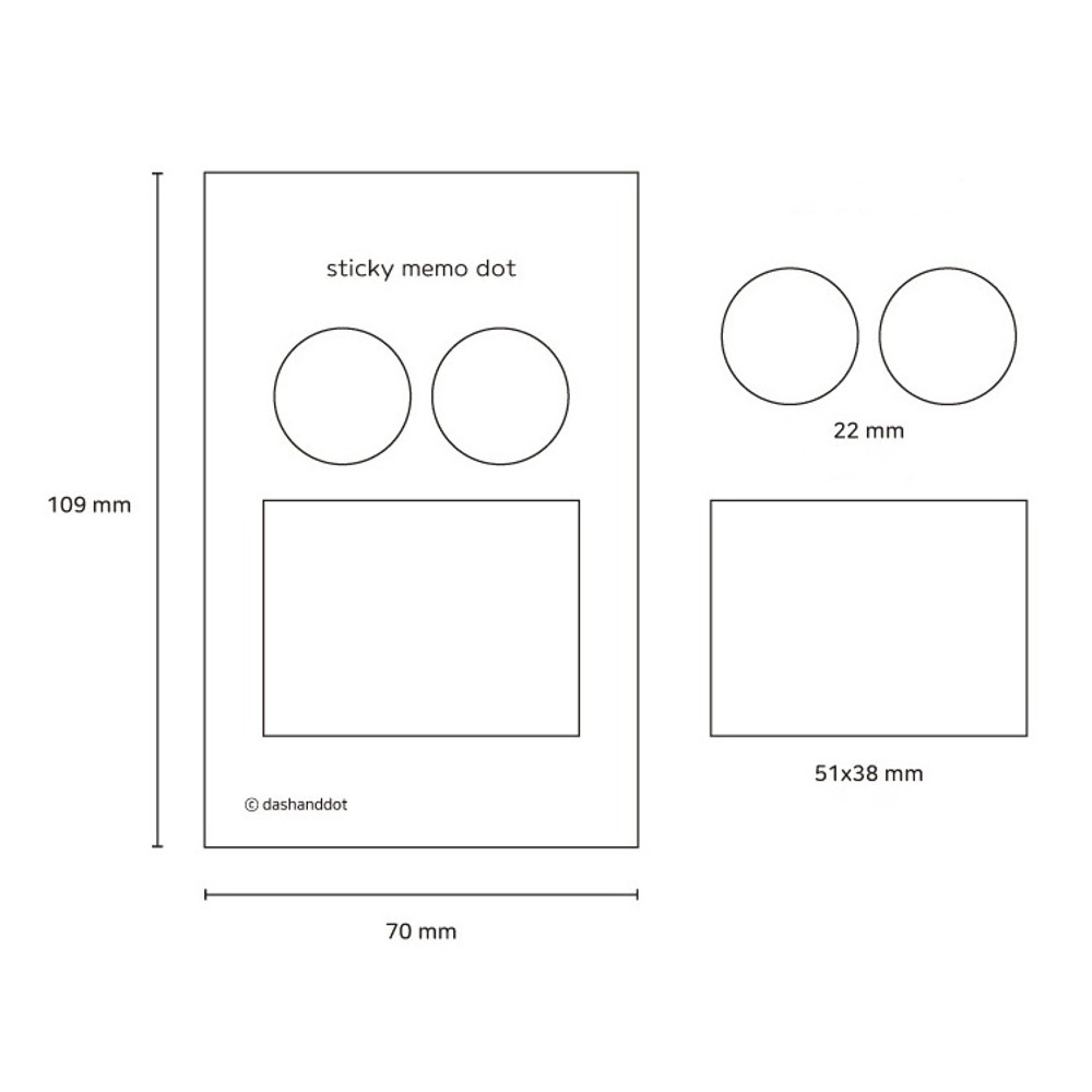Size - Dots and angle memo notes sticky notepad