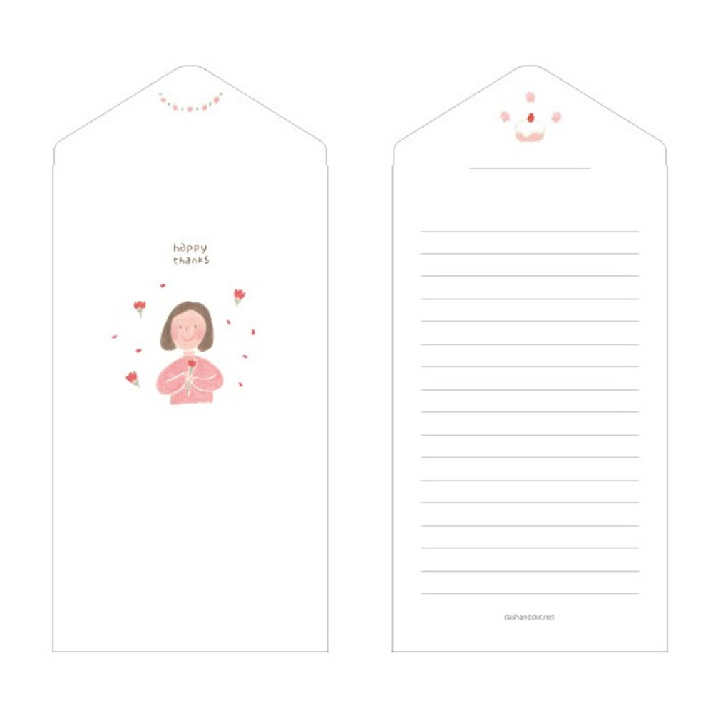 Dash and Dot Thanks folded letter card envelope set