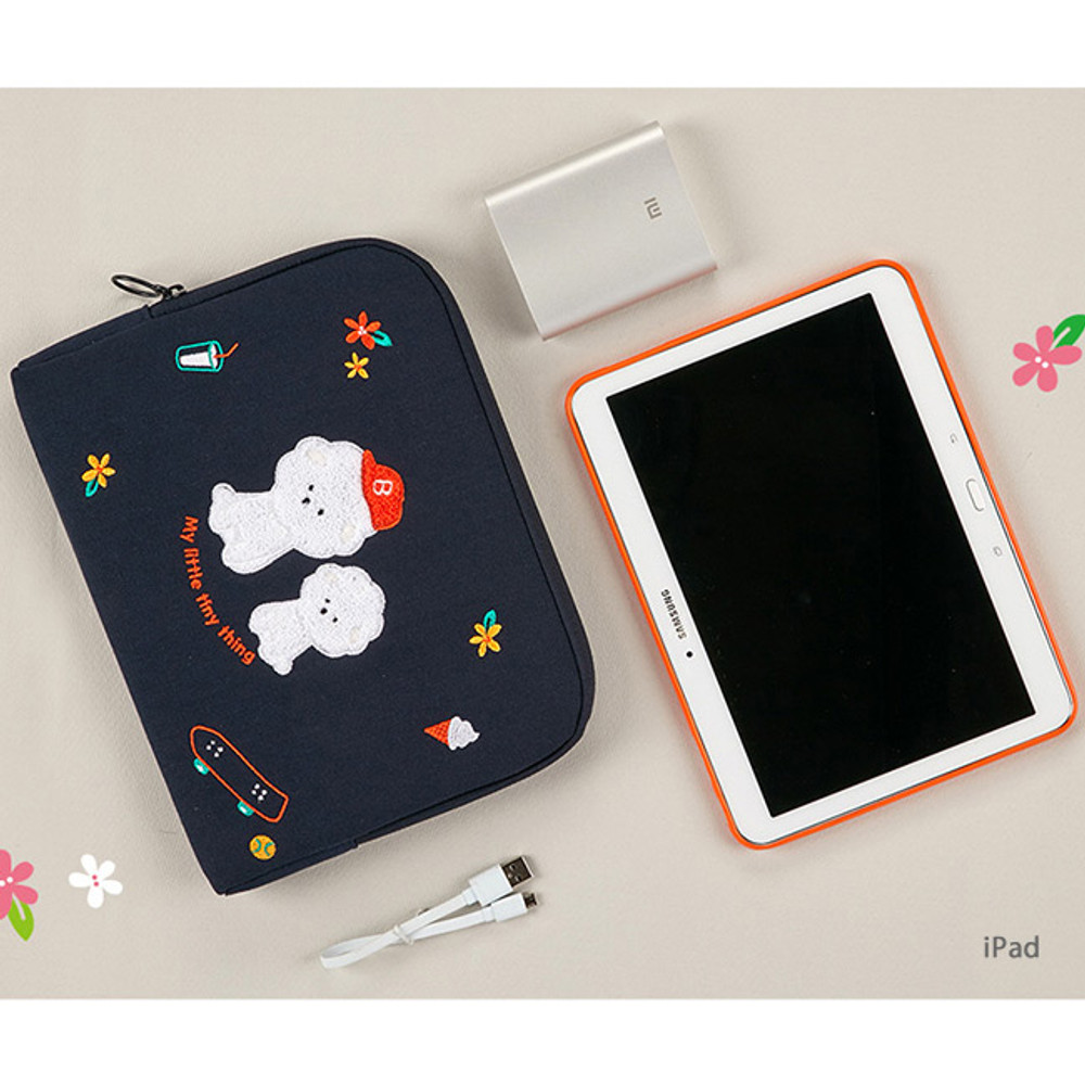 iPad - Bichon Frise boucle canvas iPad laptop pouch case