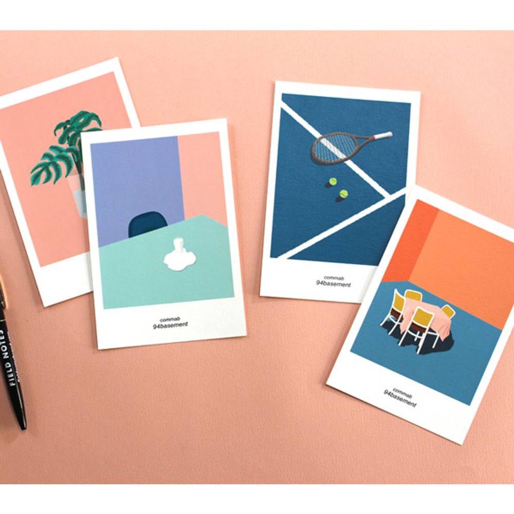 CommaB analog and modern illustration postcard 