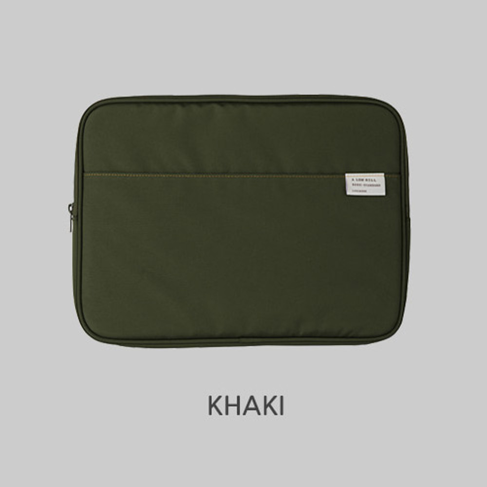 Khaki - A low hill basic pocket 13" laptop pouch case ver5 