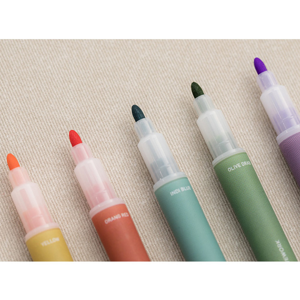 LIVEWORK Twin Plus Double-Sided Markers - 10 Color Set - Pastel