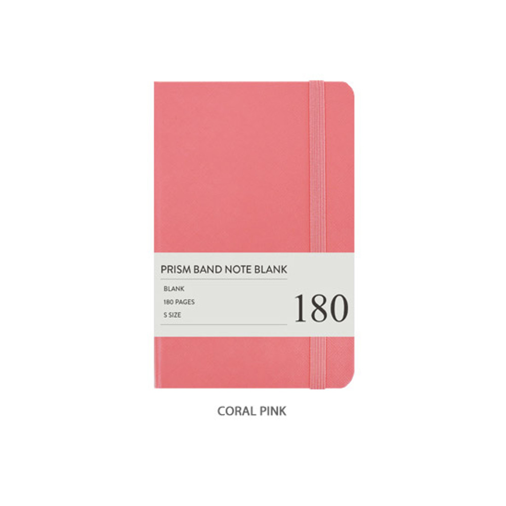 Coral pink - Indigo Prism 180 pages small blank notebook with elastic band