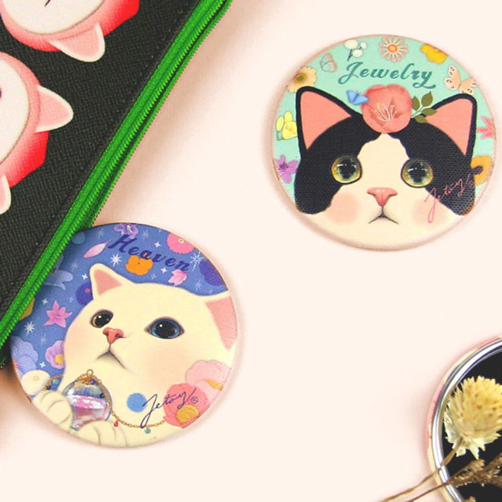 Jetoy Choo Choo cat petit round hand mirror
