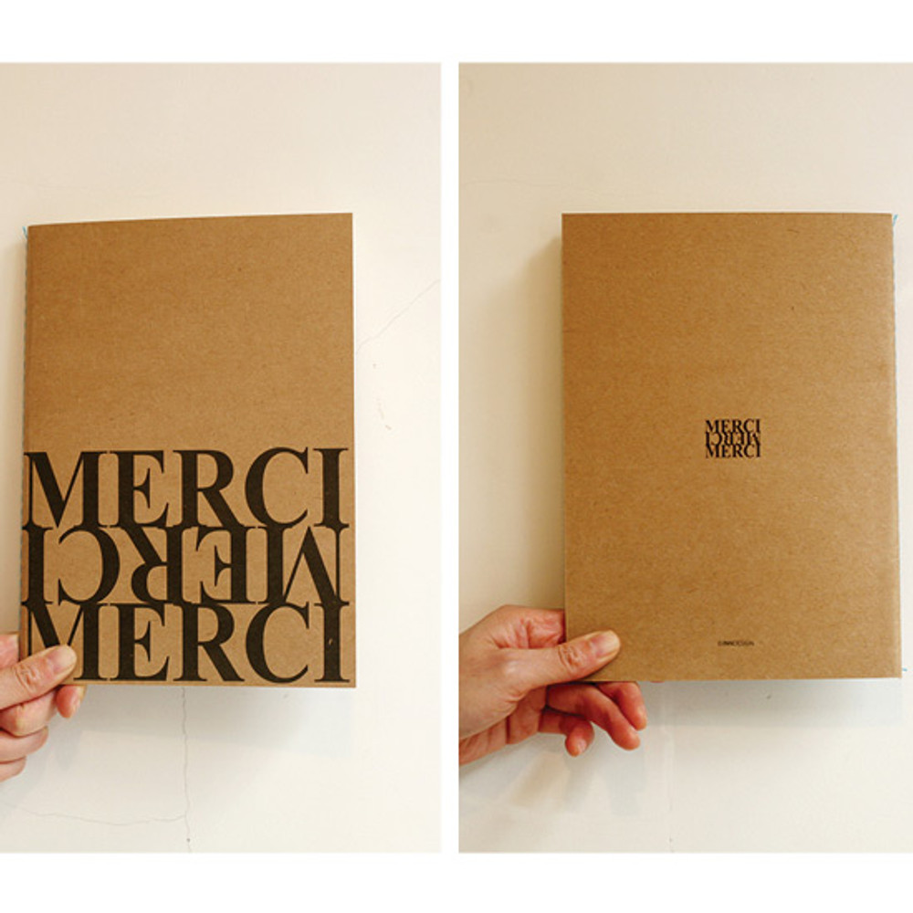 Front and Back - Inndesign Merci Kraft cover A5 blank notebook