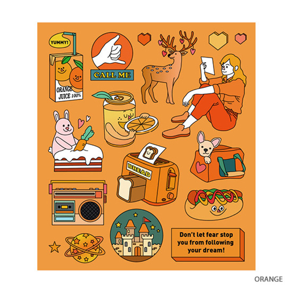 Orange - Pop illustration colorful point paper deco sticker ver2