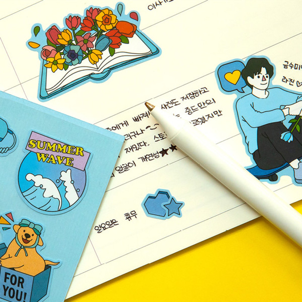 Example of use - Pop illustration colorful point paper deco sticker ver2