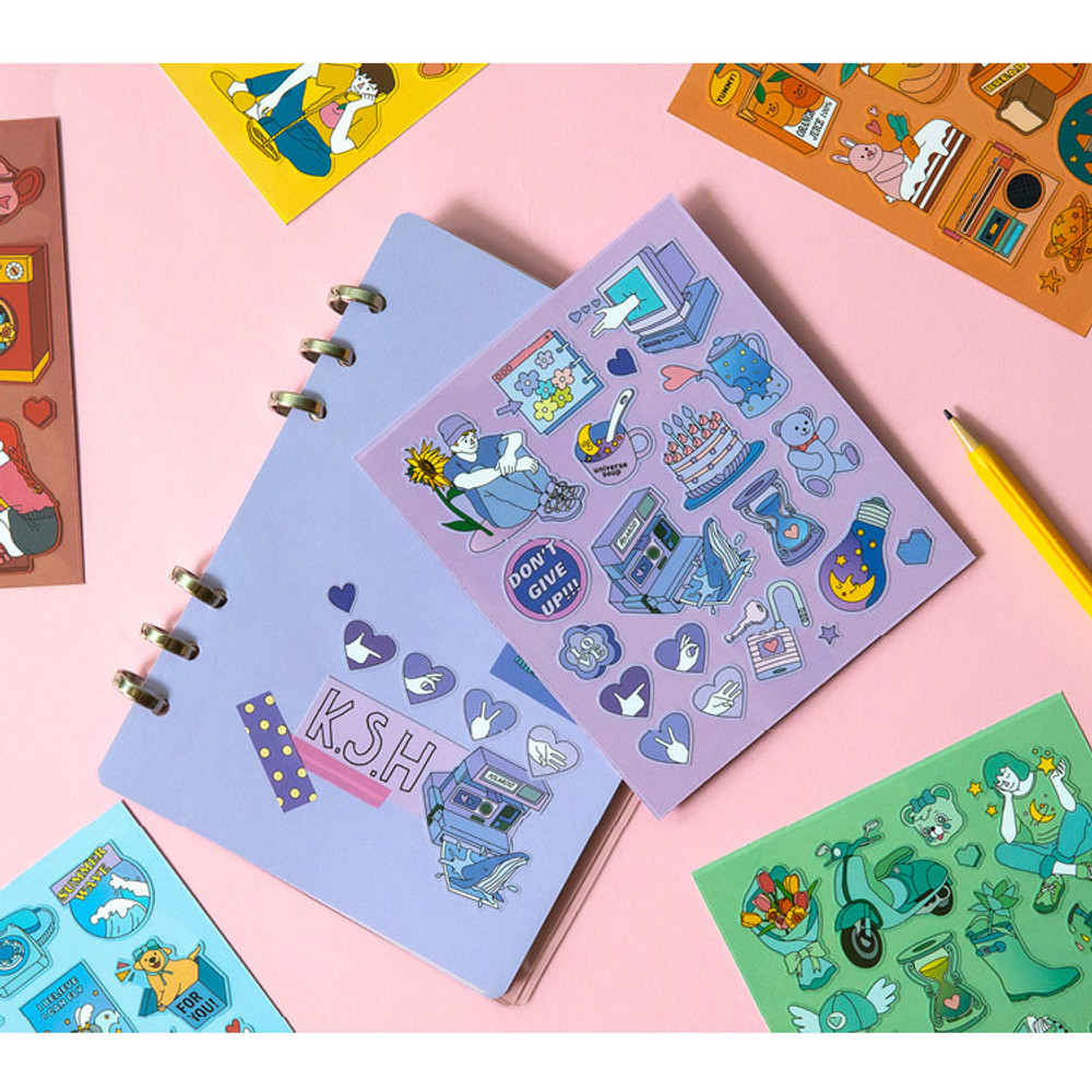 Example of use - Pop illustration colorful point paper deco sticker ver2