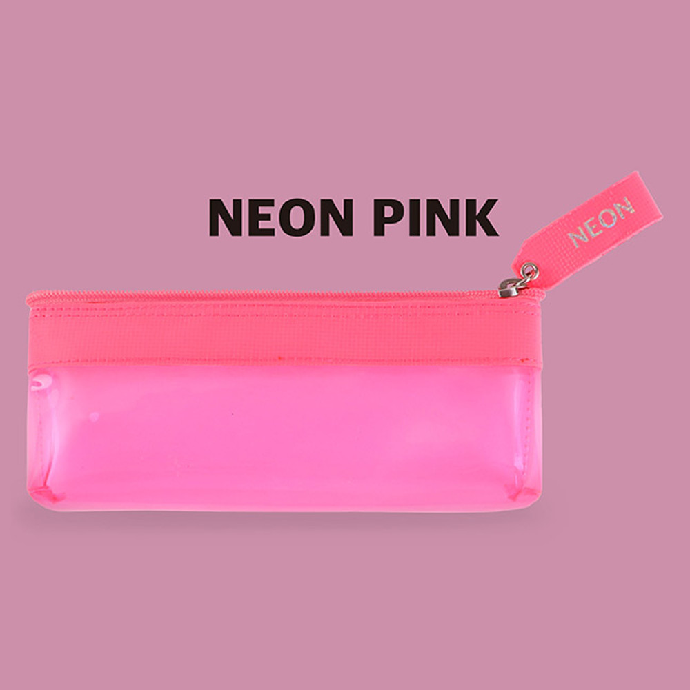 96 Bulk PVC Zipper pencil pouch, assorted neon colors