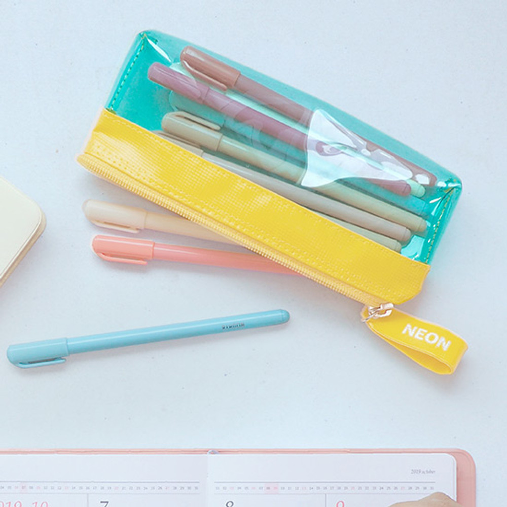 Rihoon Neon laundry translucent zipper pencil case