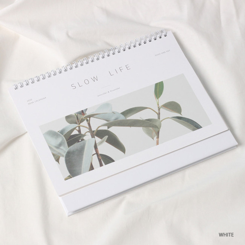 White - Dash and Dot 2020 Slow life wirebound desk calendar