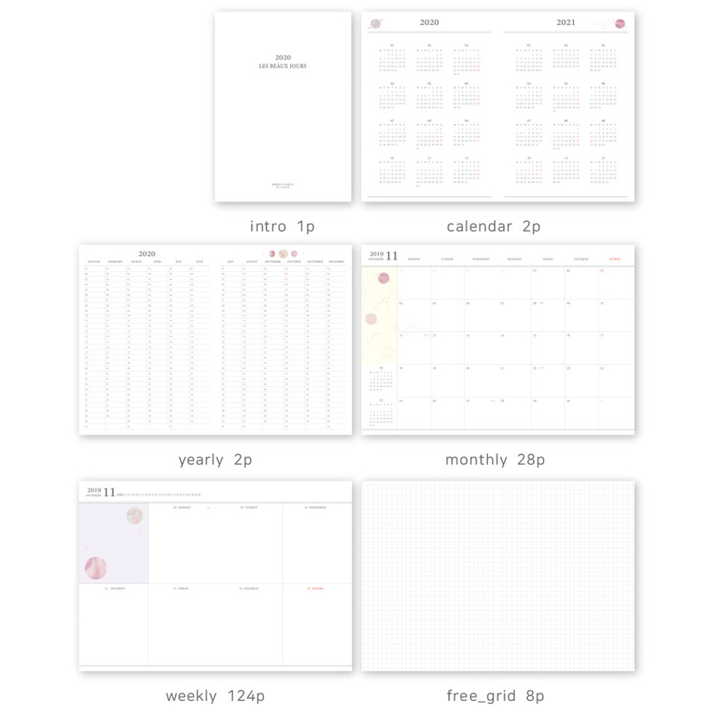 Planner section - O-CHECK 2020 Les beaux jours dated weekly diary planner