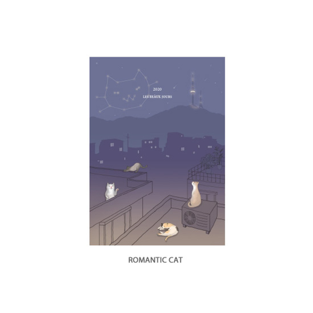 Romantic cat - O-CHECK 2020 Les beaux jours dated weekly diary planner