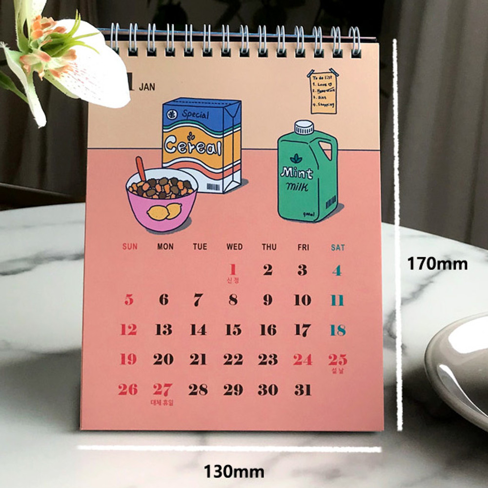 Size - Design Comma-B 2020 Today standing monthly desk calendar