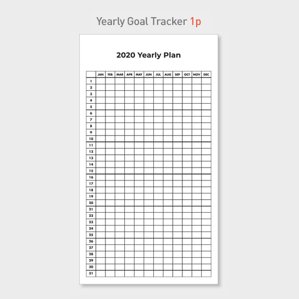 Yearly checklist - PAPERIAN 2020 Goal tracker checklist calendar sheets