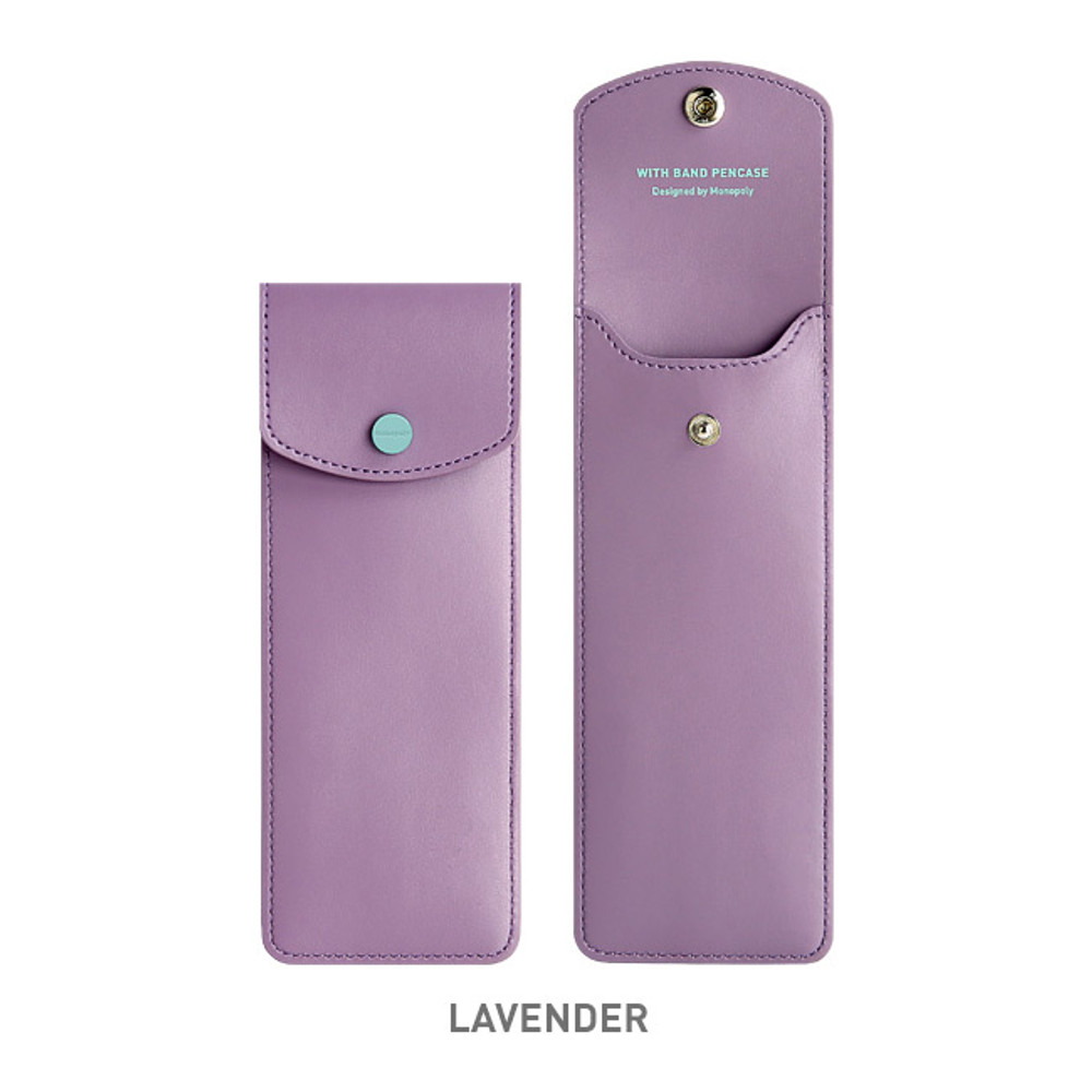 Lavender - Monopoly Snap button pen case with elastic band holder ver.3