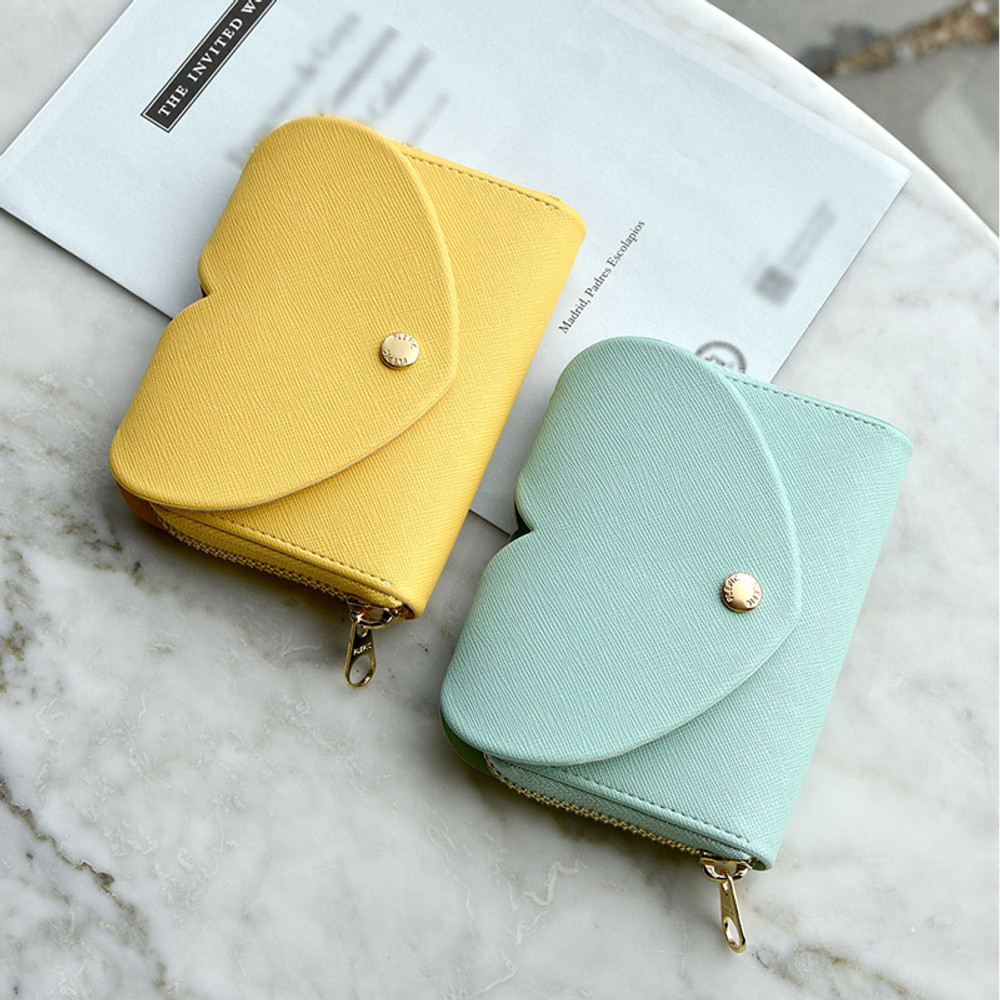 Play Obje Lovely heart PU zipper and snap button wallet