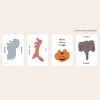 donat wild illustration - ROMANE Donat brunch brother postcard 4 sheets set