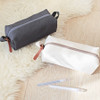 Charcoal, Ivory - Canvas Box Pencil Case Sturdy Stationery Pouch