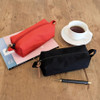 Scarlet Red, Black - Canvas Box Pencil Case Sturdy Stationery Pouch