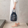 Navy - Travel Mesh Drawstring Bucket Bag Tote Ver2