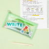 Apple green - Table Talk Clear Pocket Simple Mesh Pencil Case Pen Pouch