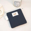 navy - O-Check Refresh Your Mind Small Cotton Zipper Pouch