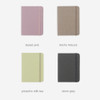 Making Memory Mini weekly planner covers in Muted Pink, Mocha Mousse, Pistachio Milk Tea, and Storm Grey.