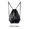 02 Black Ribbon - Pleple Vela Fabric Drawstring Backpack