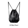 04 Black Heart - Pleple Vela Fabric Drawstring Backpack