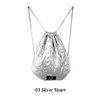 03 Silver Heart - Pleple Vela Fabric Drawstring Backpack