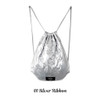 01 Silver Ribbon - Pleple Vela Fabric Drawstring Backpack