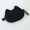 Front Embossed cat face- Romane Brunch Brother Black Mogry Card Wallet With Carabiner