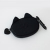 Front Embossed cat face - Romane Brunch Brother Black Mogry AirPods Case With Carabiner