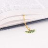 Chain Strap Feature - Appree Green Ginkgo Leaf Metal Bookmark with Chain