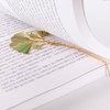 Subtle Golden Glow - Appree Green Ginkgo Leaf Metal Bookmark with Chain