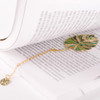 Subtle Golden Glow - Appree Monstera Leaf Metal Bookmark with Chain
