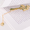 Subtle Golden Glow - Appree Carnation Leaf Metal Bookmark with Chain