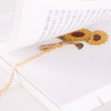 Subtle Golden Glow - Appree Sunflower Metal Bookmark with Chain